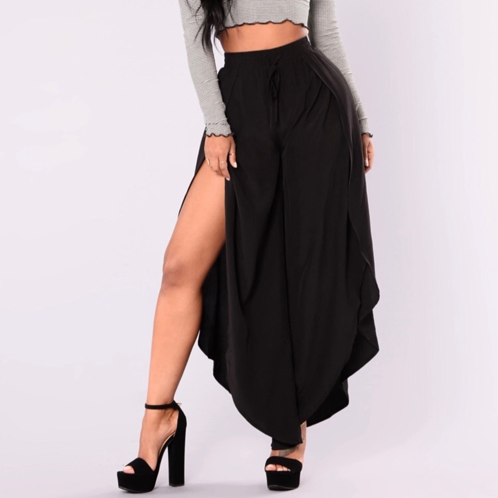 NEW Fashion Nova Black Slit Pants